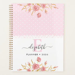 Agenda Menina Fofa Rosas Rosa Dourado
