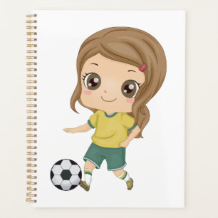 Agenda Menina Jogando Futebol Esportes Infantis Adoráveis