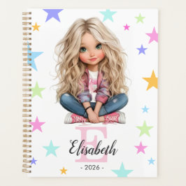 Agenda Menina Monograma Qualquer Inicial & Nome
