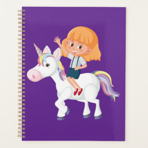 Agenda Menina Montando Aventura de Unicórnio Mágico