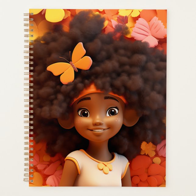 Agenda Menina negra melanina princesa da pele marrom (Frente)