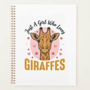 Agenda Menina Que Ama Girafas Desenho de Gravura Vintage_
