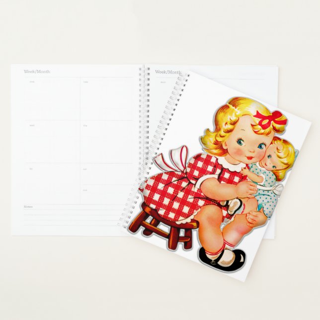 Agenda Menina retro vintage boneca criança (Exibição)
