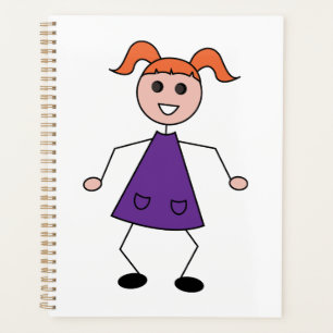 Agenda Menina Ruiva de Boneco em Vestido Roxo