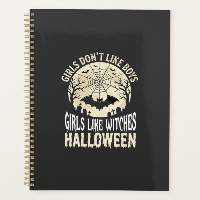 Agenda Meninas Como Bruxas Design de Morcego de Halloween (Frente)
