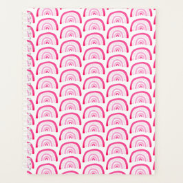 Agenda Meninas Modernas Padrão Arco-íris Rosa