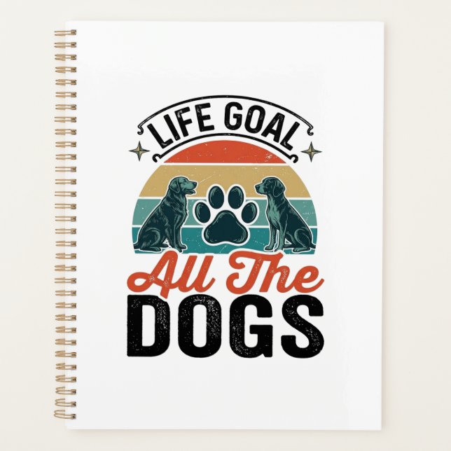 Agenda Meta da Vida Todos os Cães Design de Amante de Cãe (Frente)