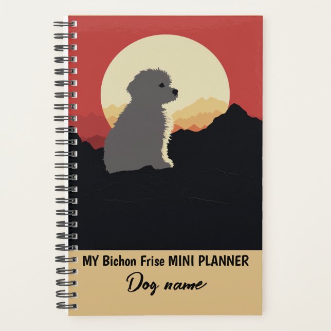 Agenda Meu Nome Personalizado De Cão Bichon Frise Retrato (Frente)