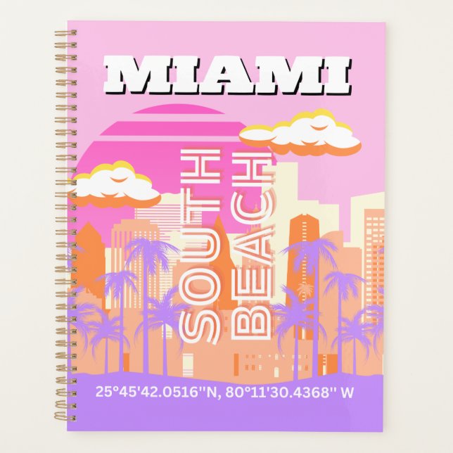 Agenda Miami Beach, Miami Viagem Art, Preppy Room, rosa (Frente)