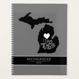 Agenda Michigan I Love Black Cinza Silhouter Planner