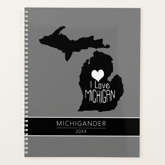 Agenda Michigan I Love Black Cinza Silhouter Planner (Frente)