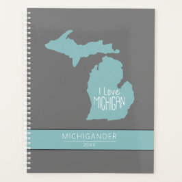 Agenda Michigan I Love Blue Cinza Silhouette