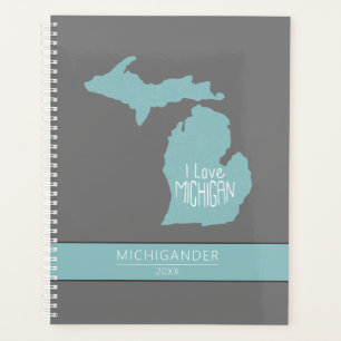 Agenda Michigan I Love Blue Cinza Silhouette