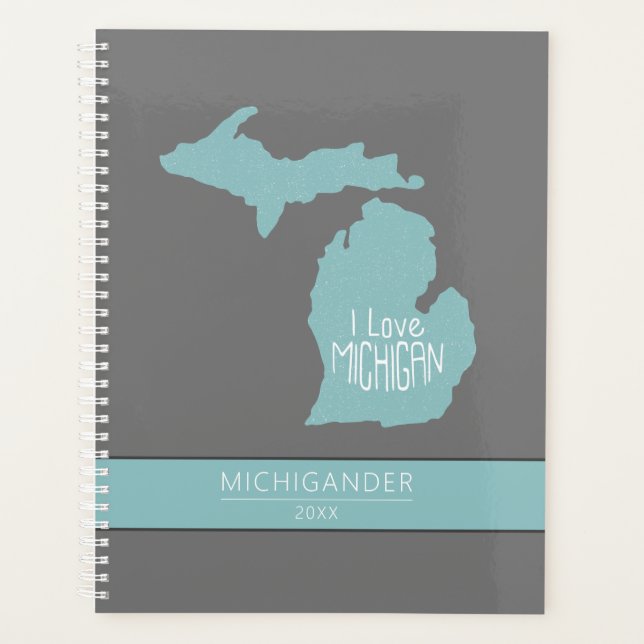 Agenda Michigan I Love Blue Cinza Silhouette (Frente)
