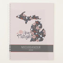 Agenda Michigan I Love Pink Brown Patterno Floral