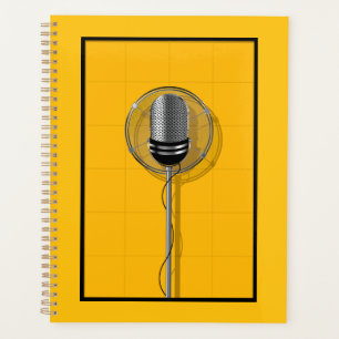 Agenda Microfone Retrô em Amarelo Ousado