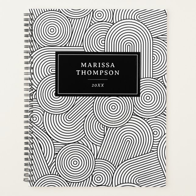 Agenda Mid Century Modern Geometric Black White (Frente)