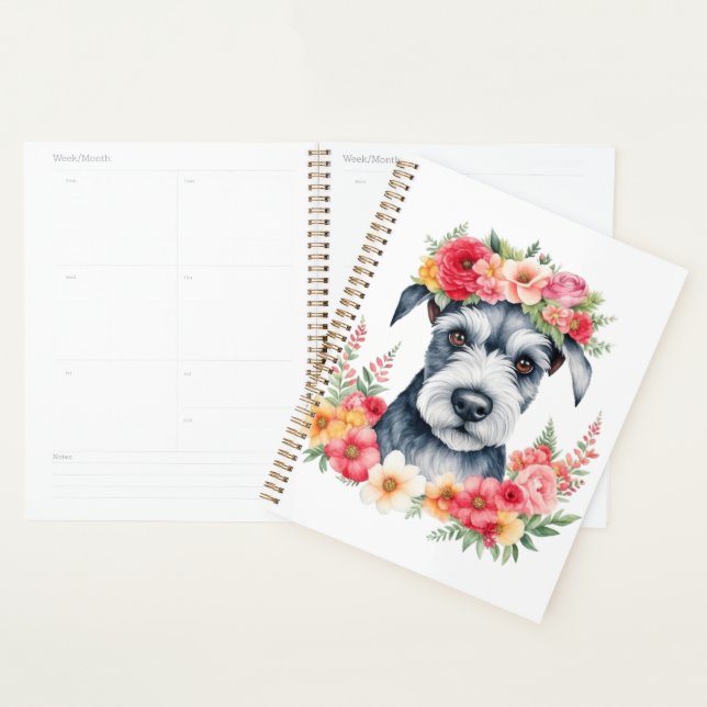 Agenda Mini Schnauzer Floral (Exibição)