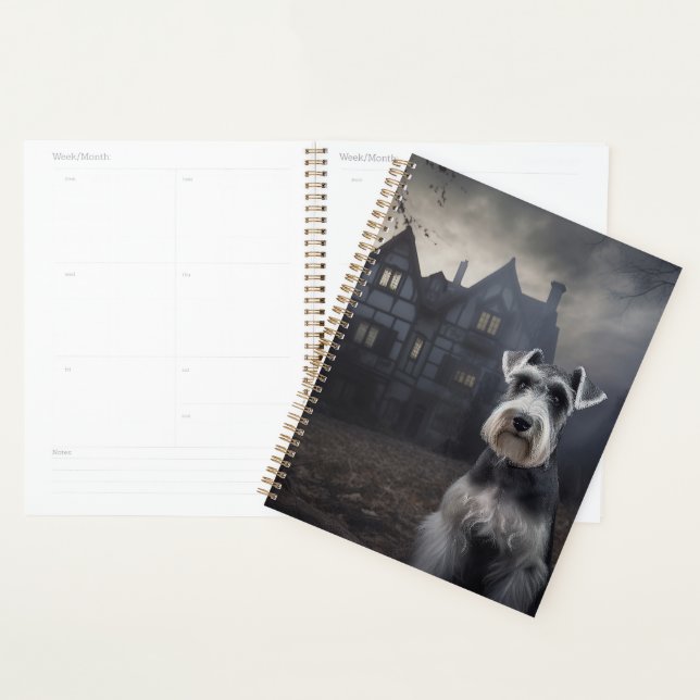Agenda Miniatura Schnauzer Halloween Scary (Exibição)
