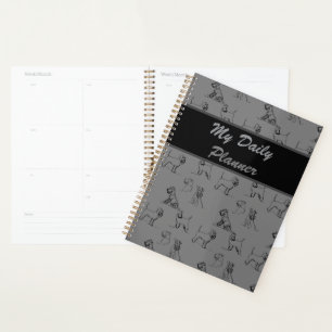 Agenda Miniatura Schnauzer Linha Arte Padrão 001 Cinza