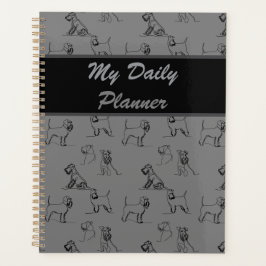 Agenda Miniatura Schnauzer Linha Arte Padrão 001 Cinza