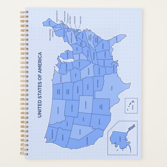 Agenda Minimal Blue United States Map Illustration (Frente)