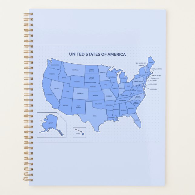 Agenda Minimal Blue United States Map Illustration (Frente)