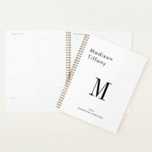 Minimal Monogram Black and White Custom Name Year