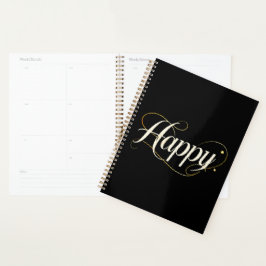 Agenda Minimalist Elegant Gold Happy Typography - Classy