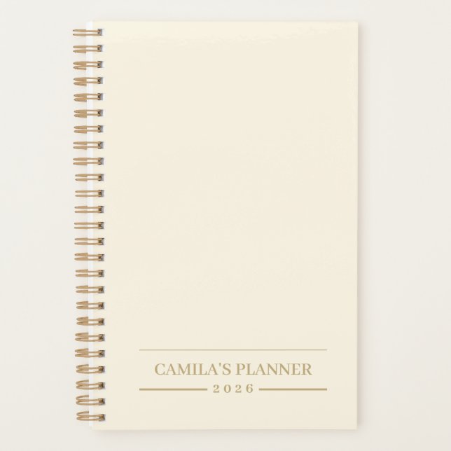 Agenda Minimalist Ivory Planner | Personalized Notebook (Frente)
