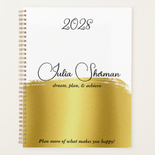 Agenda Minimalista de Script Moderno de Chic Preto Dourad