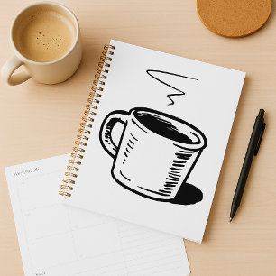 Agenda Minimalista do desenho da caneca de café desenhada