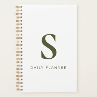 Agenda Minimalista Moderno Monograma Verde Oliva Personal