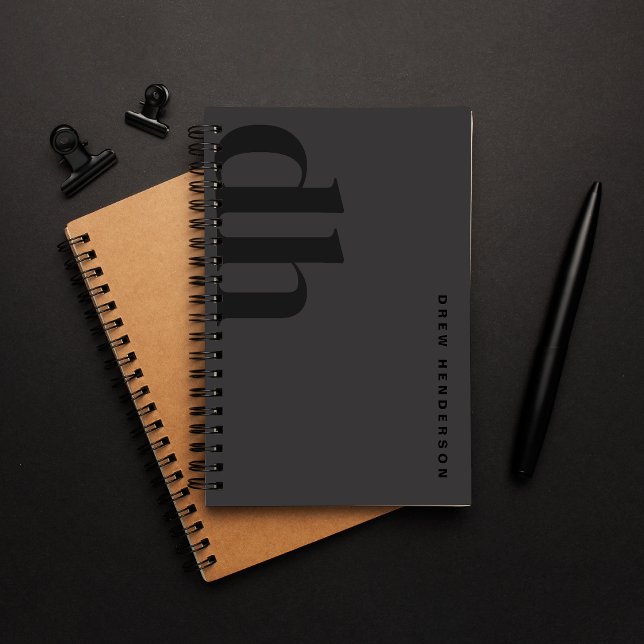 Agenda Minimalista Profissional Monograma Preta (Criador carregado)