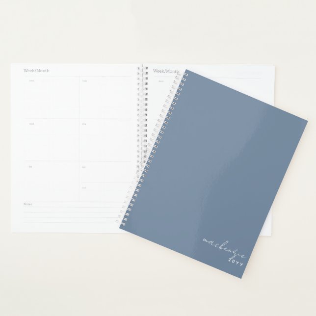 Agenda Minimalista Simples Elegante Azul Dusty (Exibição)