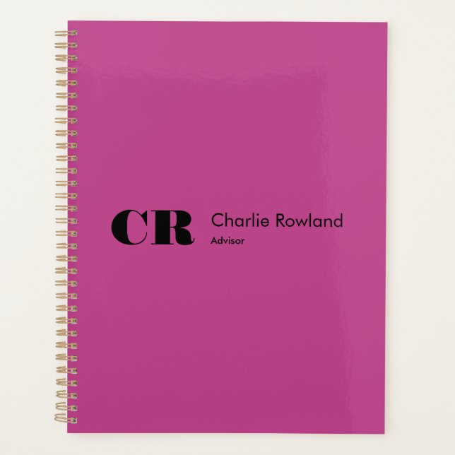 Agenda Mínimo Moderno Monograma de Tendência Violeta Roxo (Frente)