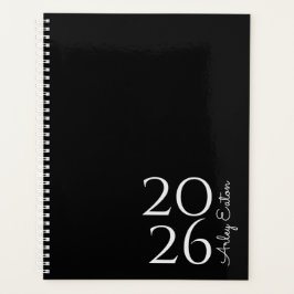 Agenda Mínimo Preto Personalizado Mensal