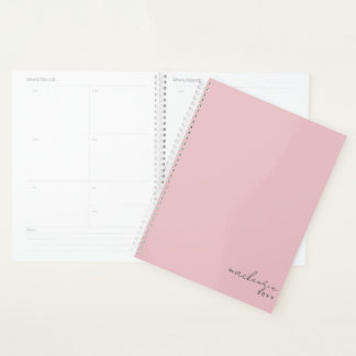 Agenda Mínimo Simples e Elegante Cor-de-Rosa Esbranquiçad