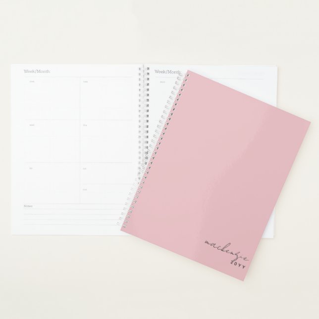 Agenda Mínimo Simples e Elegante Cor-de-Rosa Esbranquiçad (Exibição)