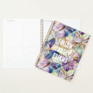 Agenda Mint Aqua Blue Purple Butflies