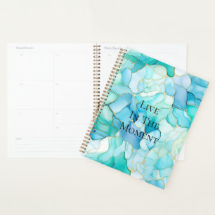 Agenda Mint Aqua Pearl Dourado Marble