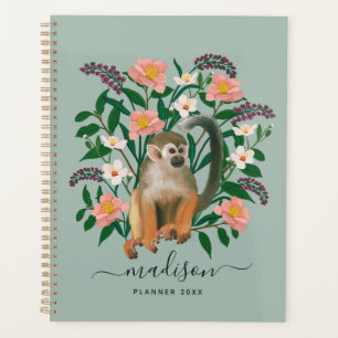 Agenda Mint Floral Squirrel Macaco Personalizado 2022