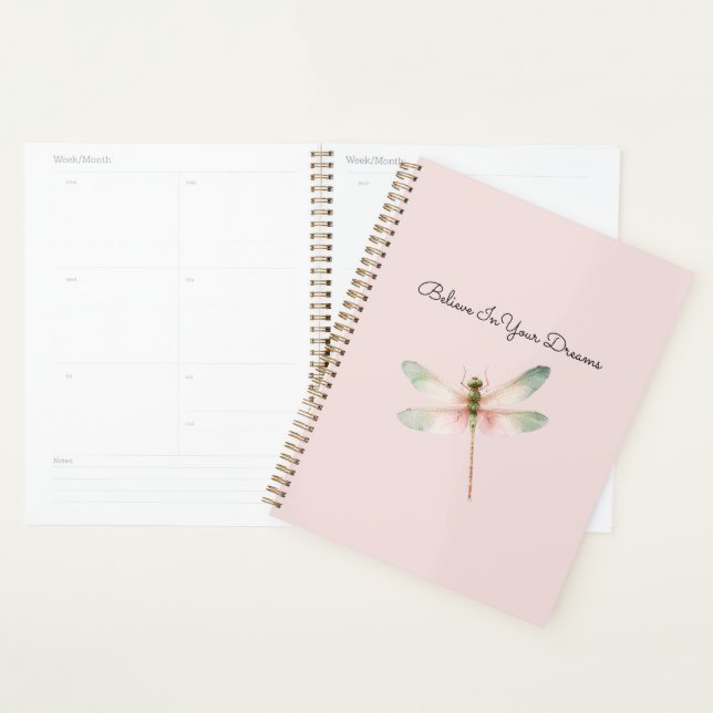 Agenda Mint White Pink Dragonfly (Exibição)