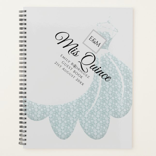 Agenda Mis Quince Quinceanera Vestir GUEST BOOK Silver (Frente)