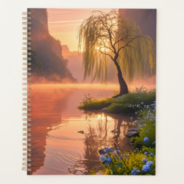 Agenda Misty Sunrise em um Lago Tranquilo