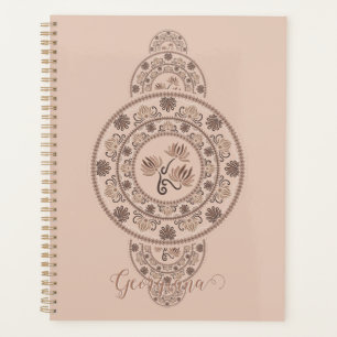 Agenda Mocha Rococo Lotus Mandala Ornamental Personalizad