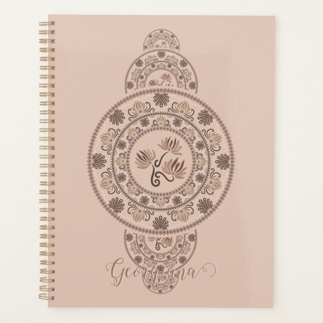 Agenda Mocha Rococo Lotus Mandala Ornamental Personalizad (Frente)