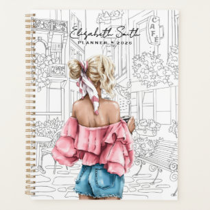 Agenda Moda Jovem Garota com Café em Paris