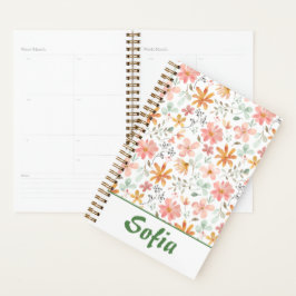 Agenda Modelo amarelo verde botânico nome laranja planeja