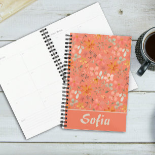 Agenda Modelo amarelo verde botânico nome laranja planeja